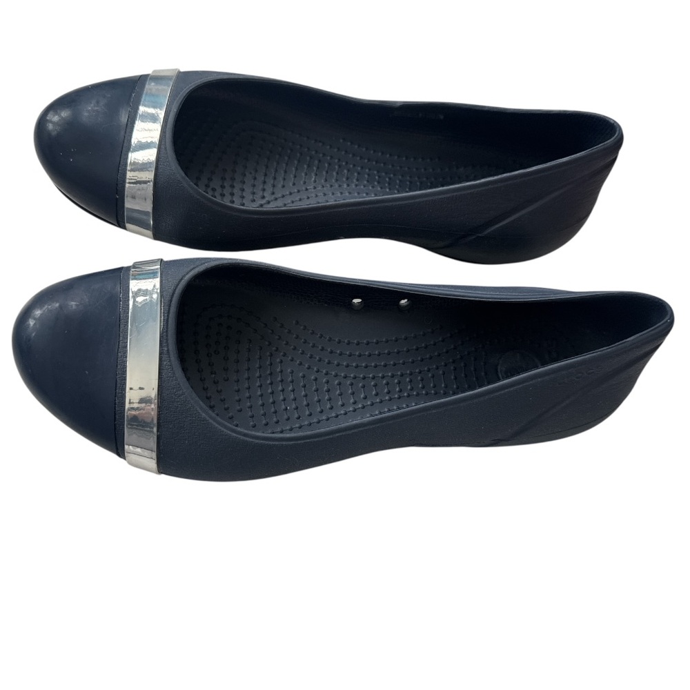 Crocs Cap Toe Mirror ballet flats Size 8 Navy Blue